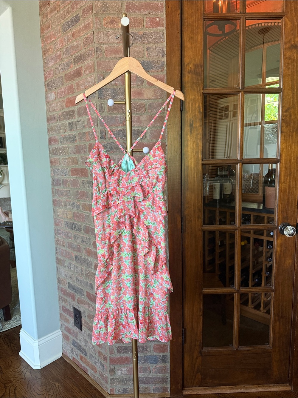 Lush Coral Floral Dress with Mint Lining